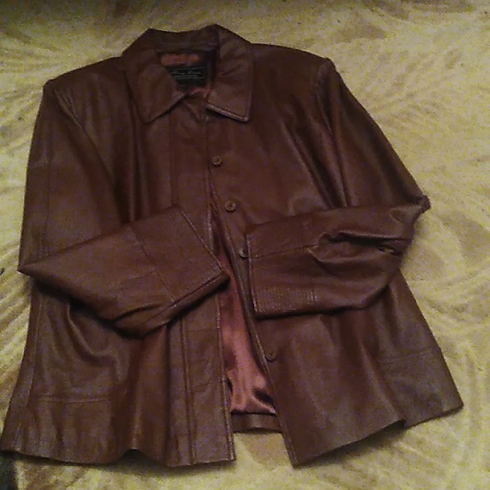 Terry Lewis Classic Luxuries brown leather jacket 1X - Picture 2 of 4